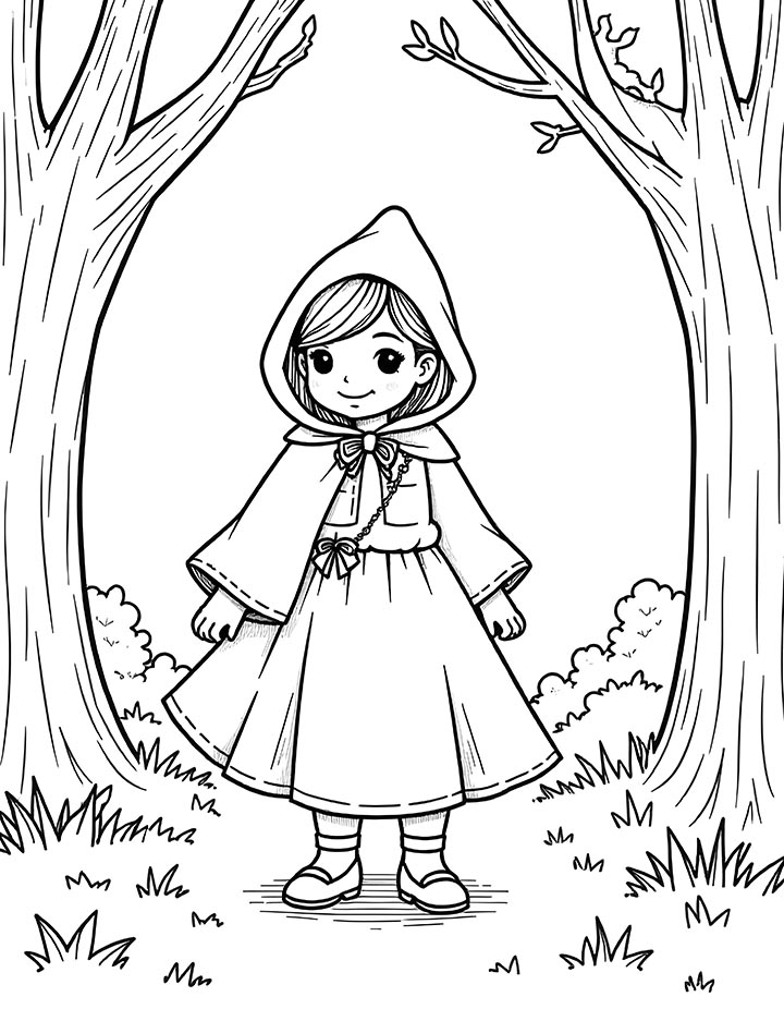 Little Red Riding Hood fairy tale coloring page